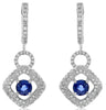 1.61CT DIAMOND & AAA SAPPHIRE 18KT WHITE GOLD ROUND SOLITAIRE HANGING EARRINGS