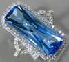 ESTATE LARGE 5.31CT DIAMOND & AAA BLUE TOPAZ 14KT WHITE GOLD 3D FILIGREE RING