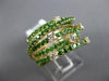 ESTATE WIDE 2.34CT DIAMOND & TSAVORITE 14KT YELLOW GOLD 3D MULTI ROW ETOILE RING