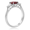 ESTATE 1.44CT DIAMOND & AAA RUBY PLATINUM 3D OVAL 3 STONE ENGAGEMENT RING