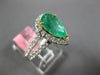 ESTATE 2.55CT DIAMOND & AAA EMERALD 18KT 2 TONE GOLD PEAR SHAPE ENGAGEMENT RING