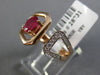 ESTATE WIDE .98CT ROUND DIAMOND & AAA RUBY 14KT ROSE GOLD 3D TAPER BELT FUN RING