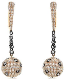 LARGE 4.26CT ROSE & ROUND DIAMOND 18KT ROSE GOLD DOME SHAPE HANGING EARRINGS