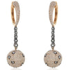 LARGE 4.26CT ROSE & ROUND DIAMOND 18KT ROSE GOLD DOME SHAPE HANGING EARRINGS
