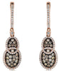 1.45CT WHITE & MOCHA DIAMOND 14KT ROSE GOLD CLUSTER DOUBLE OVAL HANGING EARRINGS
