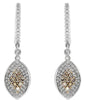 1.48CT WHITE & CHOCOLATE FANCY DIAMOND 14KT ROSE GOLD 3D OVAL HANGING EARRINGS