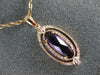ESTATE 1.15CT DIAMOND & AAA AMETHYST 14KT ROSE GOLD 3D OVAL FILIGREE PENDANT