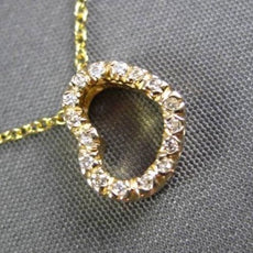 ESTATE SMALL .09CT DIAMOND 14KT YELLOW GOLD OPEN HEART FLOATING PENDANT & CHAIN