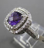 ESTATE LARGE 2.80CT DIAMOND & AAA AMETHYST 14KT WHITE GOLD DOUBLE 3D HALO RING