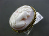 ANTIQUE LARGE 14KT YELLOW GOLD HANDCRAFTED LADY CAMEO FILIGREE ROPE RING