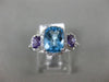 ESTATE 2.13CT ROUND DIAMOND & AAA AMETHYST & BLUE TOPAZ 14K WHITE GOLD HALO RING