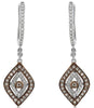 .62CT WHITE & CHOCOLATE FANCY DIAMOND 14KT WHITE GOLD EVIL EYE HANGING EARRINGS