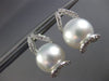 ESTATE LARGE .4CT DIAMOND & AAA SOUTH SEA PEARLS 18K WHITE GOLD HANGING EARRINGS