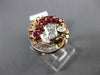 ANTIQUE LARGE .50CT DIAMOND & AAA RUBY 14K WHITE & ROSE GOLD FLOWER RING #25642