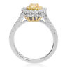 ESTATE WIDE 1.04CT WHITE & FANCY YELLOW DIAMOND 18KT 2 TONE GOLD ENGAGEMENT RING