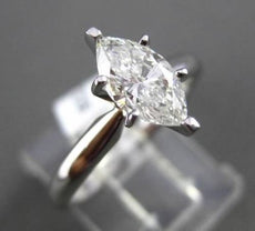 ESTATE .87CT DIAMOND 14KT WHITE GOLD MARQUISE SOLITARE ENGAGEMENT RING STUNNING