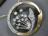 ANTIQUE LARGE 2.5CT OLD MINE CUT DIAMOND 14K TWO TONE GOLD FLOWER PENDANT #2490