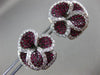 ESTATE LARGE 4.35CT DIAMOND & AAA RUBY 18K WHITE GOLD 3D HALO FLOWER EARRINGS