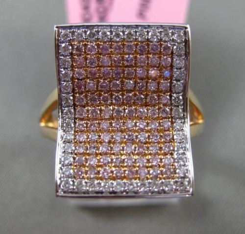 ESTATE LARGE .68CT WHITE & PINK DIAMOND 18K WHITE & ROSE GOLD WAVE COCKTAIL RING