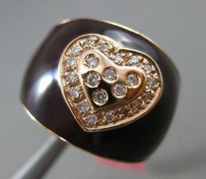 ESTATE WIDE .20CT DIAMOND 14KT ROSE GOLD 3D BROWN ENAMEL ETOILE HEART LOVE RING