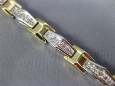 ANTIQUE 1.10CT DIAMOND 14K WHITE & YELLOW GOLD 3D PYRAMID TENNIS BRACELET #19203