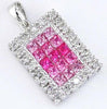 1.30CT DIAMOND & AAA PINK SAPPHIRE 14KT WHITE GOLD RAINBOW INVISIBLE FUN PENDANT