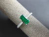 ESTATE .74CT DIAMOND & AAA EMERALD 18K WHITE GOLD 3D RECTANGULAR ENGAGEMENT RING