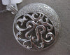 ESTATE LARGE .60CT DIAMOND 14KT WHITE GOLD FILIGREE FLOATING ROUND MOON PENDANT