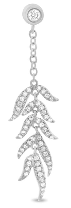 ESTATE .40CT DIAMOND 14KT WHITE GOLD 3D MULTI LEAF ETOILE HANGING FUN EARRINGS