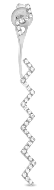 ESTATE .27CT DIAMOND 14KT WHITE GOLD 3D CLASSIC DOUBLE BAR HANGING FUN EARRINGS