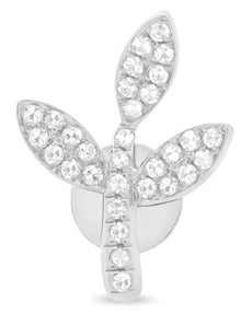 ESTATE 0.17CT DIAMOND 14KT WHITE GOLD 3D CLASSIC MULTI LEAF FLOWER STUD EARRINGS