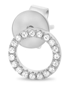 ESTATE 0.10CT DIAMOND 14KT WHITE GOLD 3D CLASSIC ARROW LOVE HANGING EARRINGS