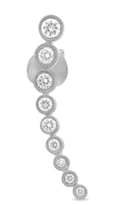 ESTATE 0.34CT DIAMOND 14KT WHITE GOLD JOURNEY FILIGREE MILGRAIN HANGING EARRINGS