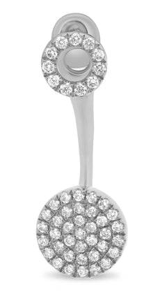 ESTATE 0.31CT DIAMOND 14KT WHITE GOLD 3D CLUSTER CIRCLE OF LIFE HANGING EARRINGS