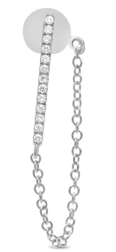 ESTATE 0.08CT DIAMOND 14KT WHITE GOLD 3D CLASSIC BAR CHAIN FUN HANGING EARRINGS