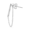 ESTATE 0.08CT DIAMOND 14KT WHITE GOLD 3D CLASSIC BAR CHAIN FUN HANGING EARRINGS