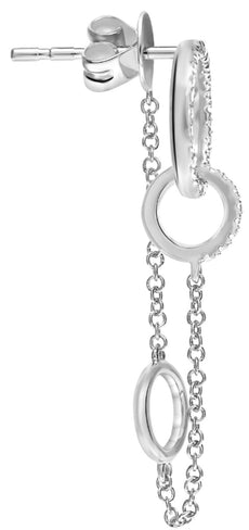 ESTATE .23CT DIAMOND 14K WHITE GOLD 3D CIRCLE OF LIFE LOVE KNOT HANGING EARRINGS