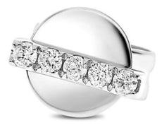 ESTATE .06CT DIAMOND 14KT WHITE GOLD 3D ROUND CLASSIC 5 STONE BAR STUD EARRINGS