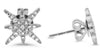 ESTATE .12CT DIAMOND 14KT WHITE GOLD 3D CLASSIC SNOWFLAKE STAR STUD EARRINGS