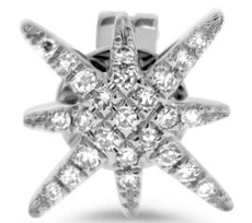 ESTATE .12CT DIAMOND 14KT WHITE GOLD 3D CLASSIC SNOWFLAKE STAR STUD EARRINGS