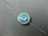 ESTATE .17CT DIAMOND & TURQUOISE 14KT WHITE GOLD CLASSIC EVIL EYE LUCKY BRACELET