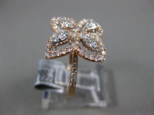ESTATE .76CT DIAMOND 14KT YELLOW GOLD 3D CLASSIC 4 CLOVER FLOWER HALO LOVE RING