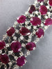 ESTATE LARGE 49.43CT DIAMOND & AAA RUBY 18KT WHITE GOLD FILIGREE TENNIS BRACELET