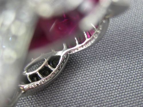 ESTATE 3.30CT DIAMOND & AAA RUBY PLATINUM 3D VAN CLEEF & ARPEL ANNIVERSARY RING
