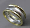 ESTATE WIDE PLATINUM & 18KT YELLOW GOLD CLASSIC WEDDING BAND RING 9mm #19571