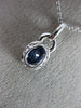 ESTATE 1.47CT DIAMOND & AAA SAPPHIRE 14KT WHITE GOLD 3D OVAL FILIGREE PENDANT
