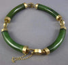 ESTATE WIDE AAA JADE 14KT YELLOW GOLD 3D HANDCRAFTED CHINESE CHARACTER BRACELET