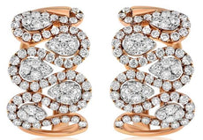 2.18CT DIAMOND 18KT WHITE ROSE GOLD CLUSTER MULTI WAVE INFINITY CLIP ON EARRINGS