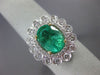 ESTATE LARGE 3.01CT DIAMOND & AAA EMERALD 18KT TWO TONE GOLD 3D FLOWER LOVE RING