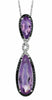 8.30CT WHITE & BLACK DIAMOND & AAA AMETHYST 14KT WHITE GOLD 3D TEAR DROP PENDANT
